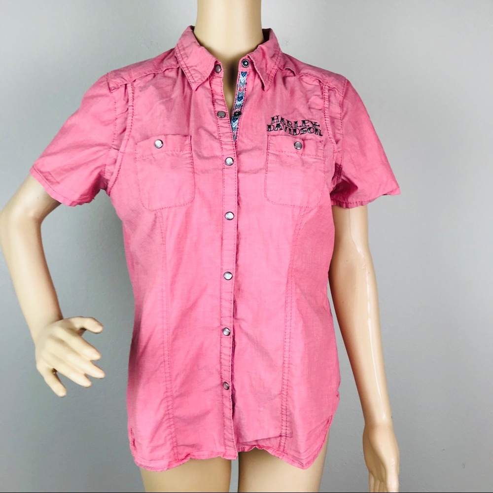 Harley Davidson Vented Pearl Snap Front Top Shirt